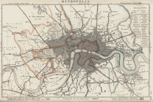 A map of the area covered by the Bills of Mortality in 1831.