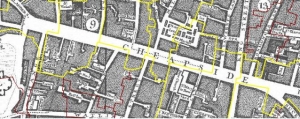 Parish boundaries which intersect with the street of Cheapside, London