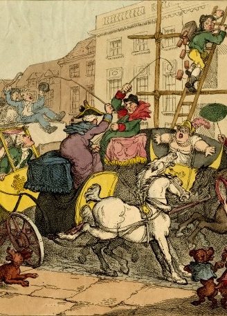 Detail from Thomas Rowlandson, 'Miseries of London' (1808).  © The Trustees of the British Museum