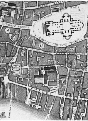 Detail from John Rocque's 1746 map of London as used on this website.