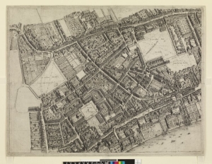 Bird's-eye plan of the west central district of London, by Wenceslas Hollar (1660-66)]]. © Trustees of the British Museum.